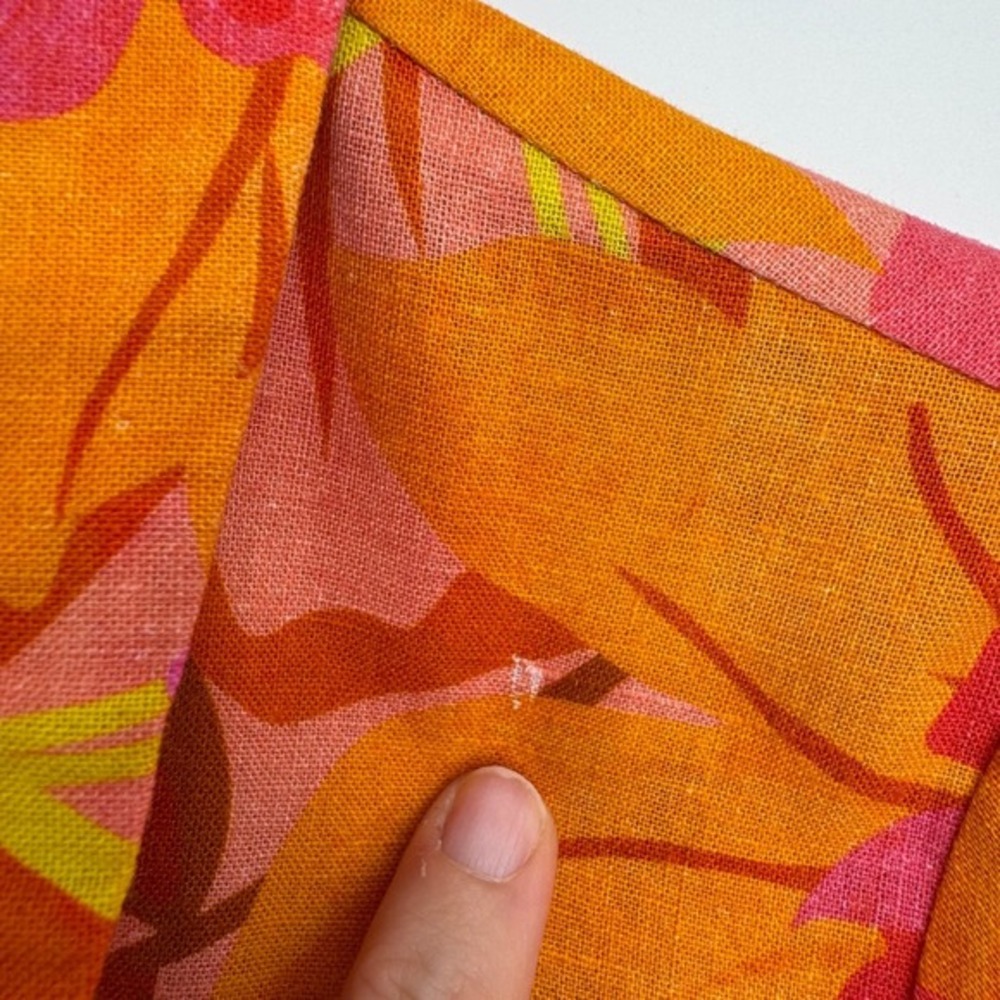 Kachel x Anthropologie Floral Linen Blend Romper Size 2 Orange Tropical Resort‎ - Picture 7 of 13